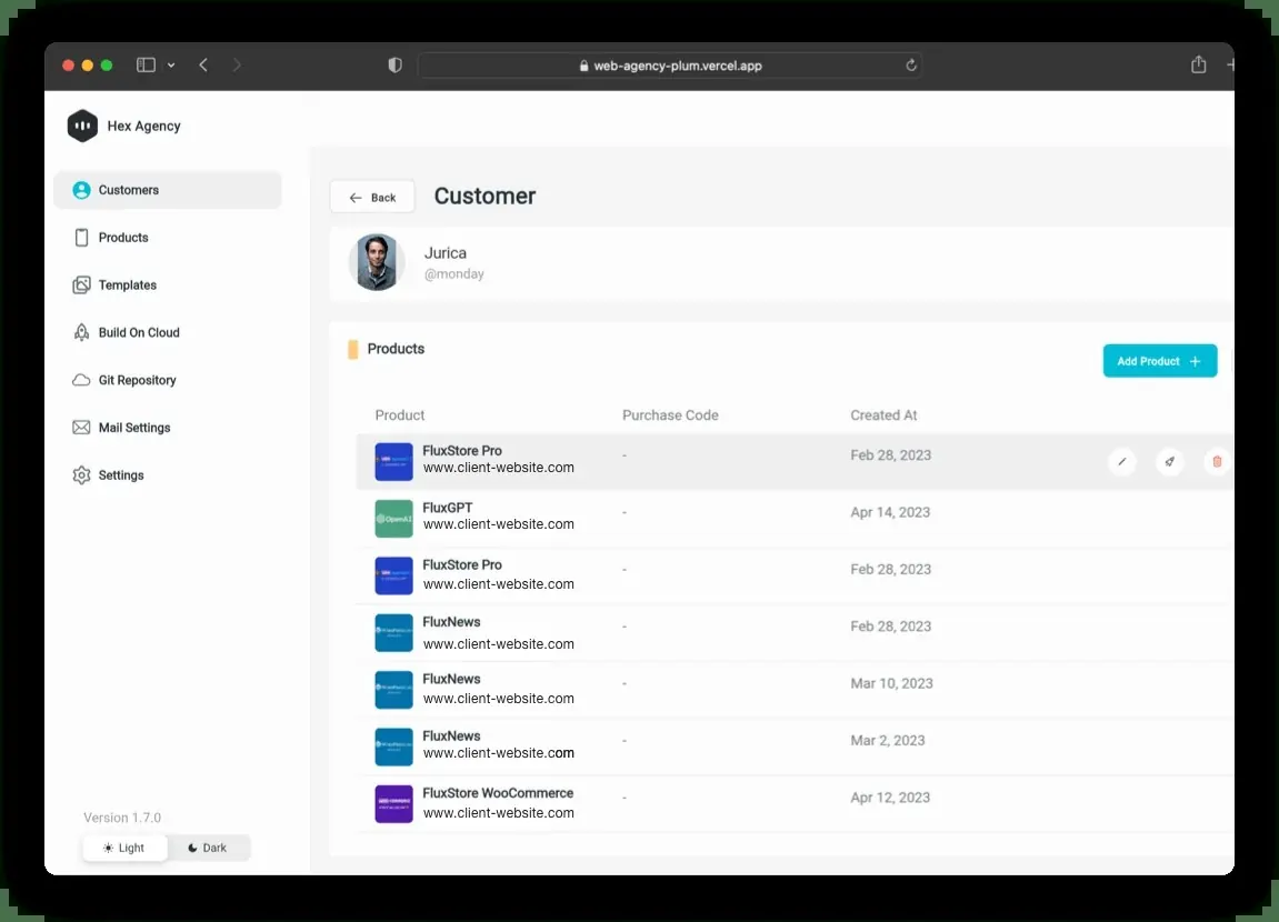 Dashboard agenzia FluxBuilder