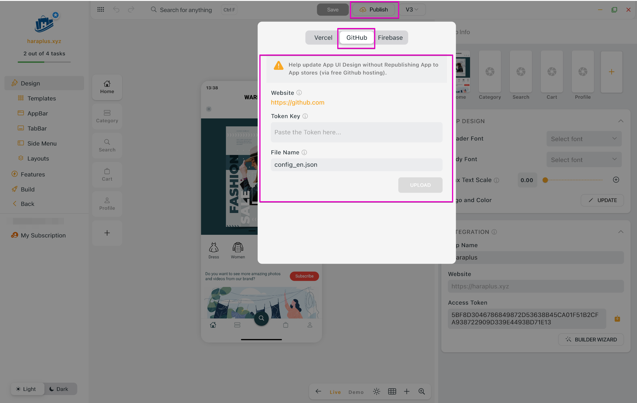 GitHub App UI Updates
