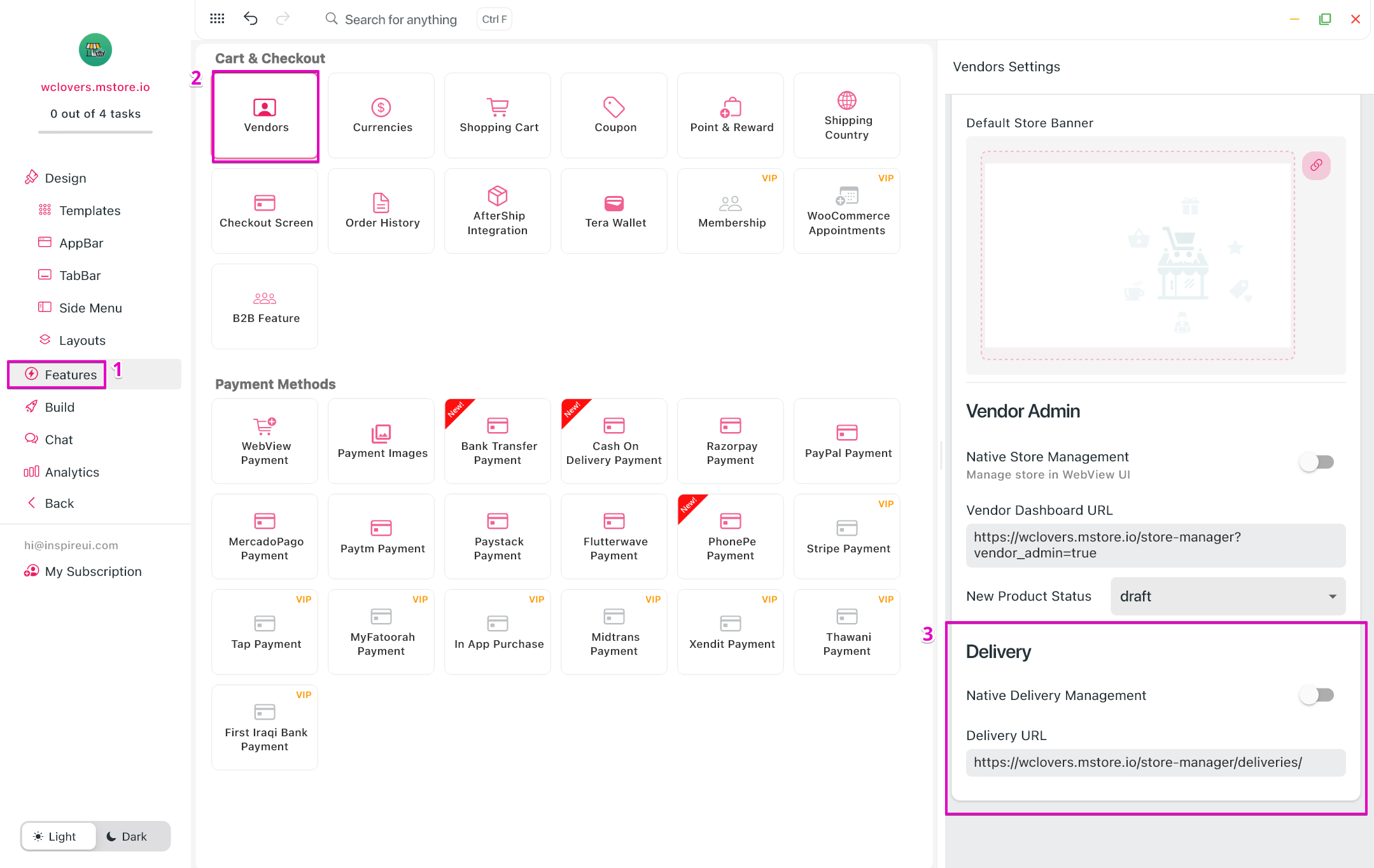 Delivery Page Options