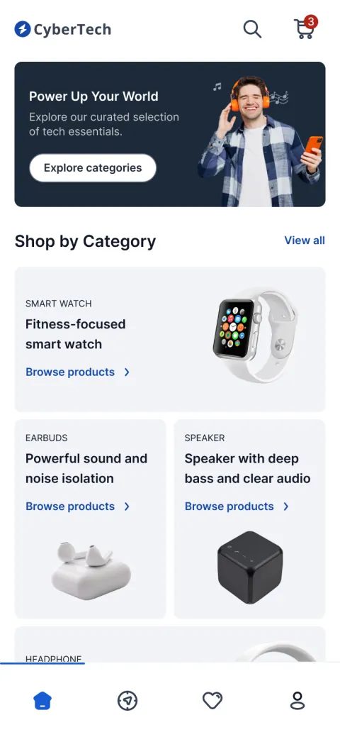 Gadget Dark mobile app template created with FluxBuilder