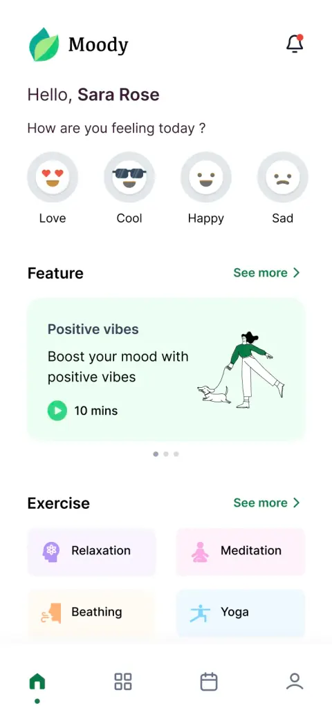 Mood Tracker mobile app template created with FluxBuilder