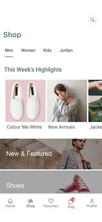 Weekly Kicks mobile app template created with FluxBuilder
