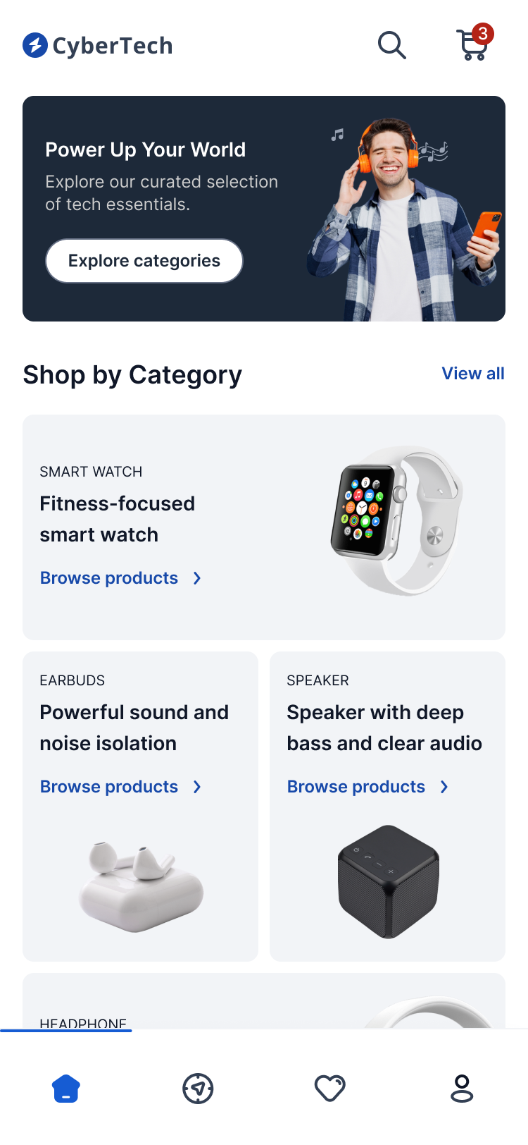 Gadget Dark mobile app template created with FluxBuilder