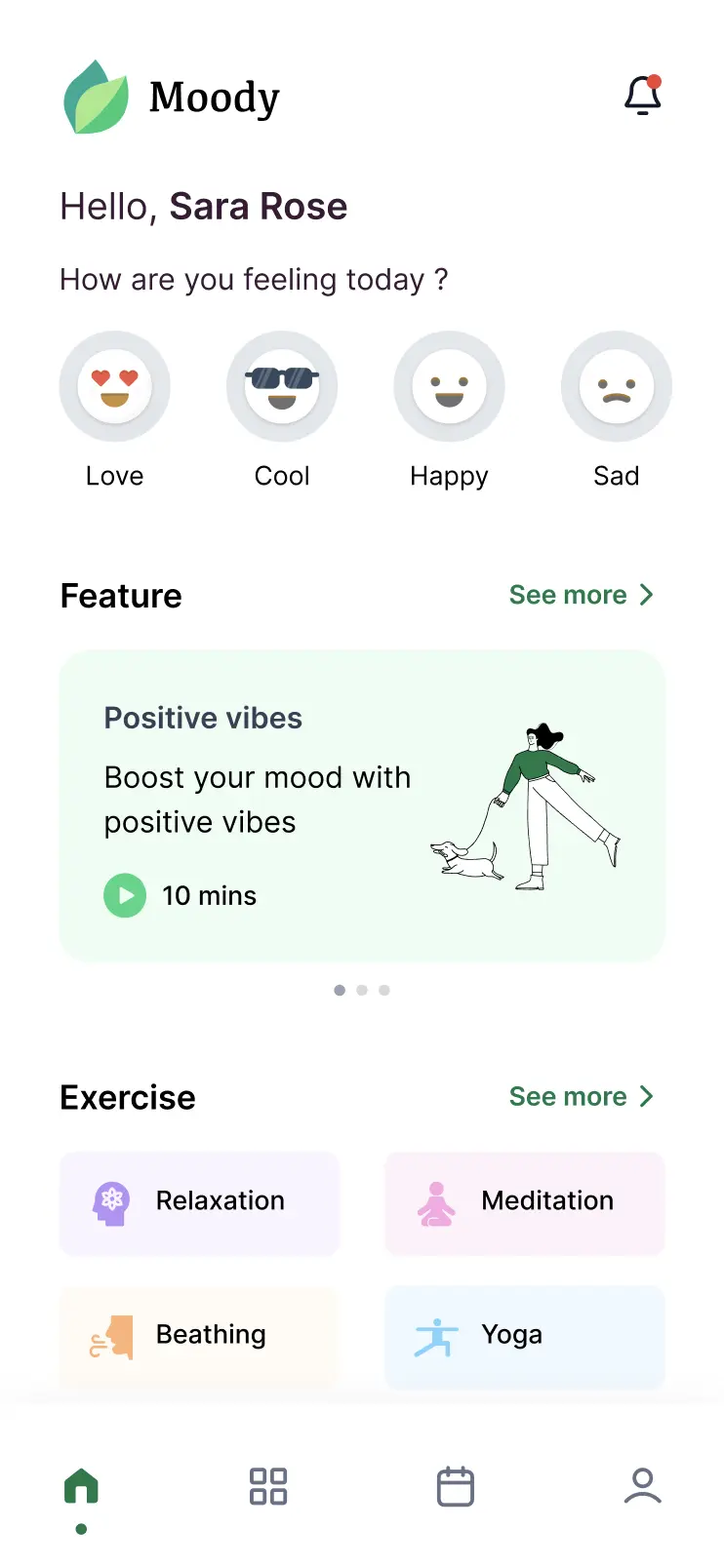 Mood Tracker mobile app template created with FluxBuilder