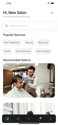 Salon Booking mobile app template created with FluxBuilder