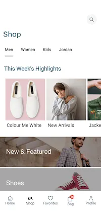 Weekly Kicks mobile app template created with FluxBuilder
